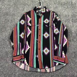 Vtg Wrangler Shirt Mens 17-35 Multicolor X Long Tails Aztec Long Sleeve Western